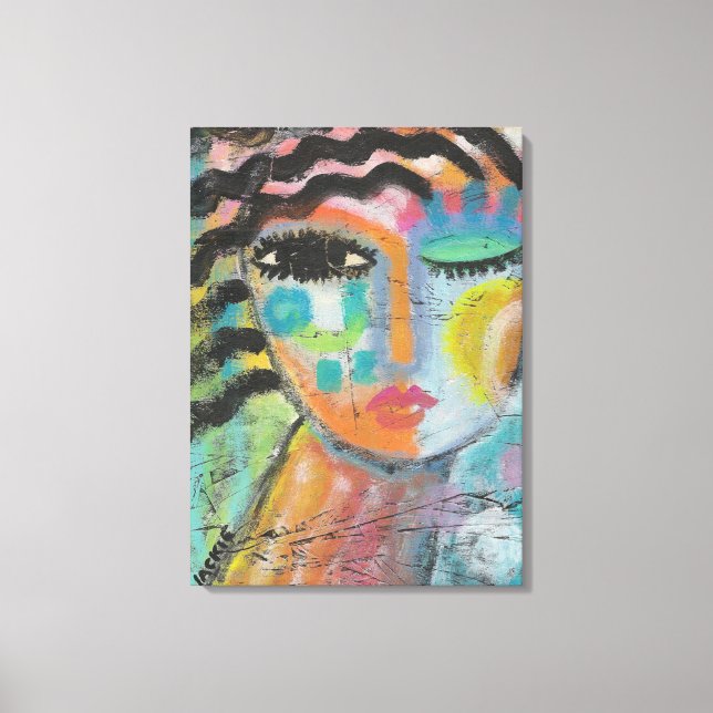 I Feel Good Abstract Acrylic Painting on OSB Board Canvas Print (Front)