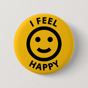 I Feel Happy Yellow Emoji Face Emotion Button