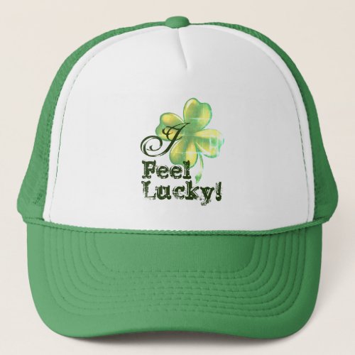 I Feel Lucky St Patricks Day trucker hat cap