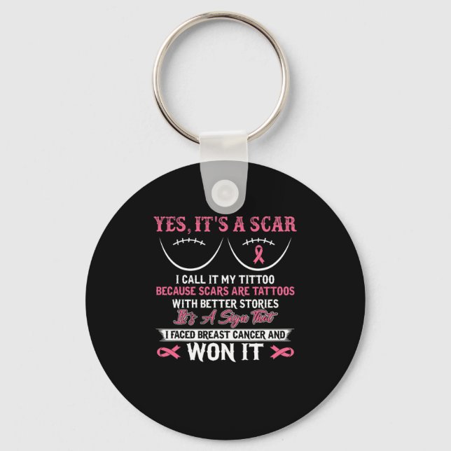 I Fight Breast Cancer N Won Breast Cancer Awarenes Keychain (Front)