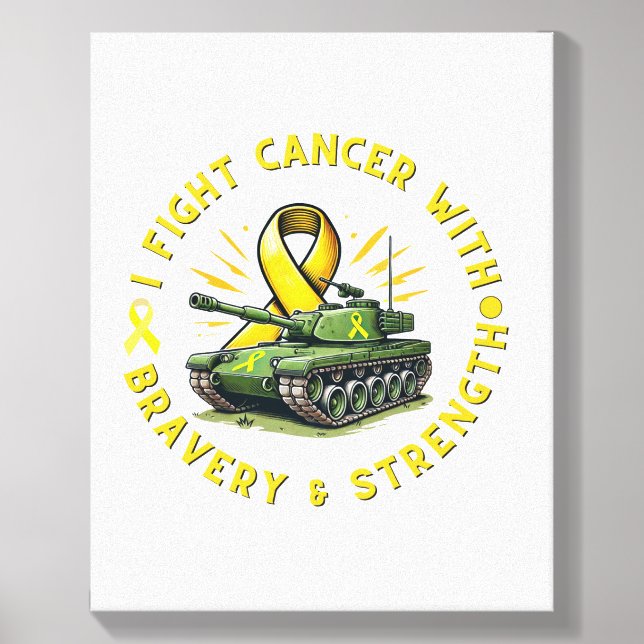 "I FIGHT CANCER WITH BRAVERY & STRENGTH" CANVAS CANVAS PHOTO TILE  (Front Set)