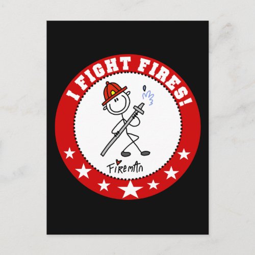 I Fight Fires Firefighter Postcard