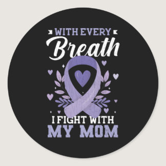I Fight With Mom Stomach Cancer Awareness Month Classic Round Sticker