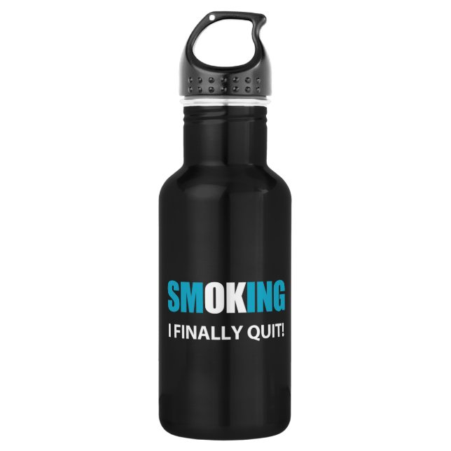 I Finally Quit - Stopped Smoking Reward Stainless Steel Water Bottle (Front)