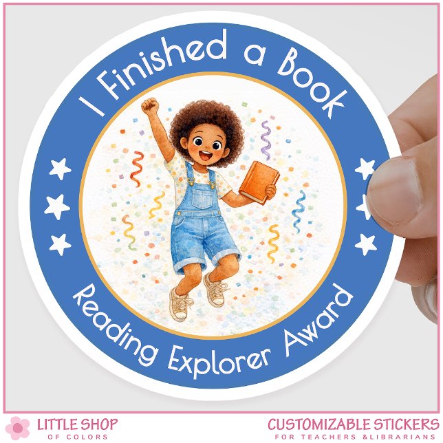 I Finished a Book Teacher Encouragement Award Classic Round Sticker (Creator Uploaded)