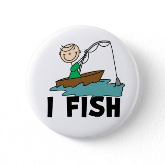 I Fish Stick Figure Button button