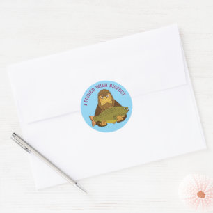 I Fished with Bigfoot Funny Fishing Quote Classic Round Sticker
