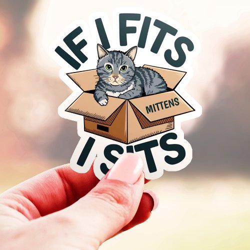 I Fits I Sits Custom Cat Name Vinyl Sticker