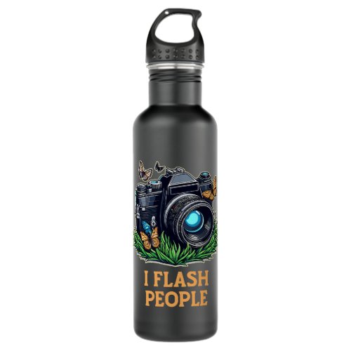 I Flash People Camera Lens Snapshots Stainless Steel Water Bottle