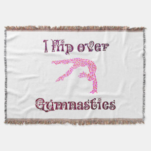 I Flip Over Gymnastics Fancy Font Throw Blanket