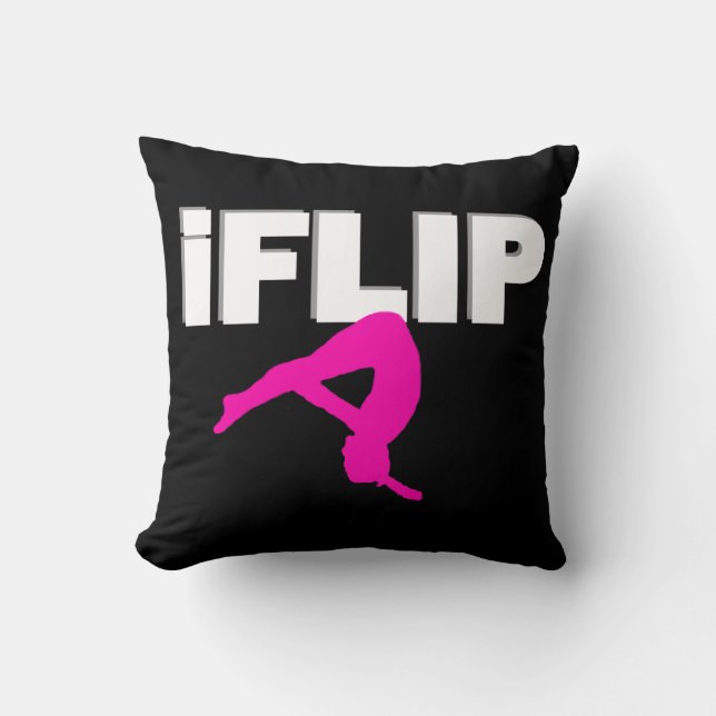 I Flip Tumbling Throw Pillow (Front)