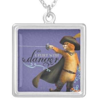 I Flirt With Danger (color) Silver Plated Necklace by pussinboots at Zazzle