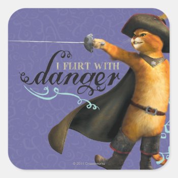 I Flirt With Danger (color) Square Sticker by pussinboots at Zazzle