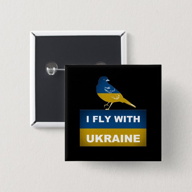 I Fly With Ukraine, National Nightingale Bird Button (Front & Back)