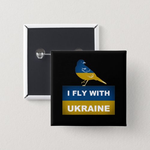 I Fly With Ukraine National Nightingale Bird Button