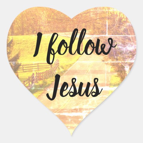 I Follow Jesus Christian Heart Stickers