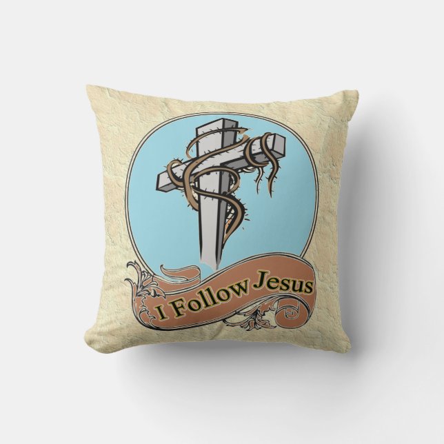 I follow Jesus Throw Pillow (Front)