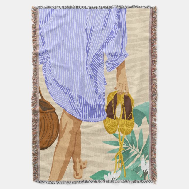 I followed my heart & it led me to the beach throw blanket (Front Vertical)