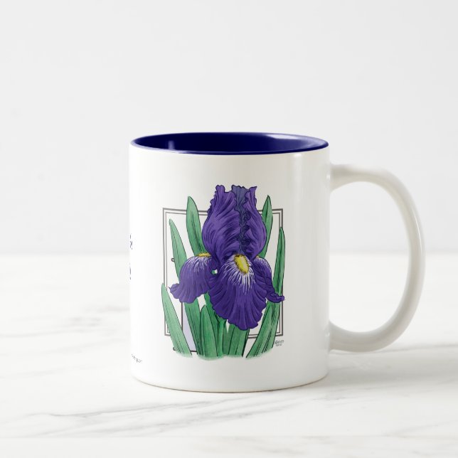 I for Iris Flower Monogram Two-Tone Coffee Mug (Right)