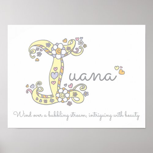 I for Iuana initial doodle art name meaning Poster