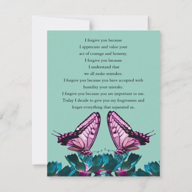 i forgive you rainbow butterfly invitation (Back)