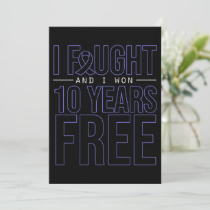 I Fought And I Won Cancer Free Blue Ribbon Invitation