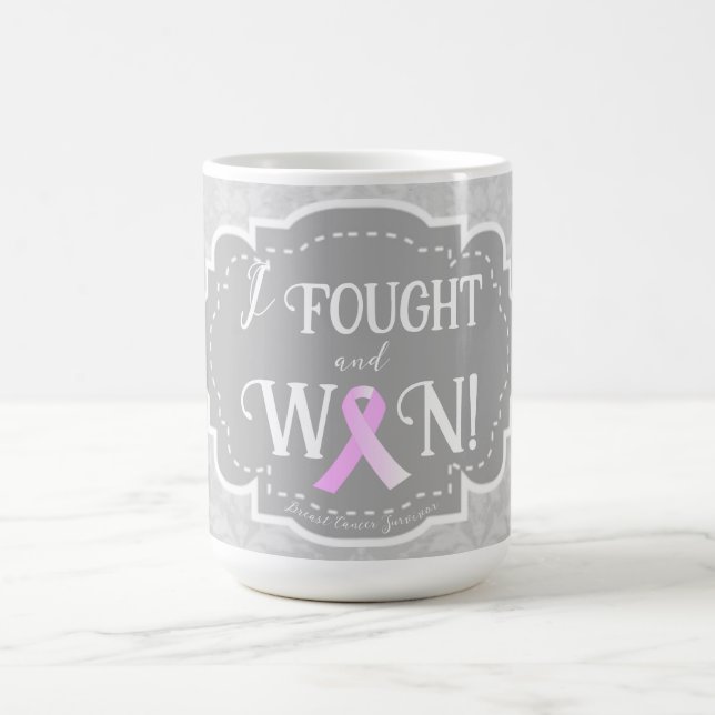 I Fought and Won | Breast Cancer Survivor Coffee Mug (Center)