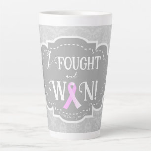 I Fought and Won   Breast Cancer Survivor Latte Mug