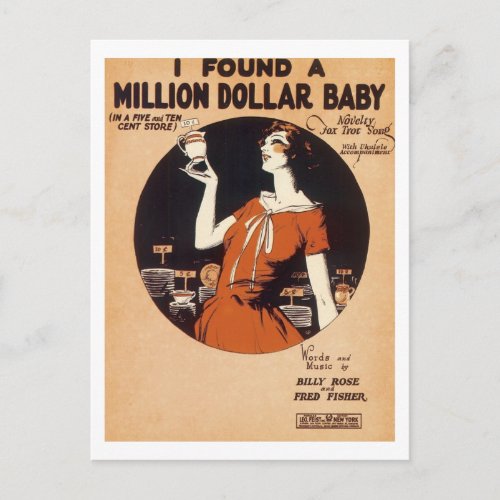 I Found A Million Dollar Baby Vintage Songbook Cov Postcard