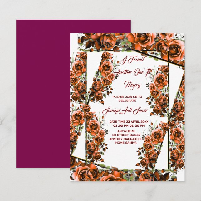 I FOUND ANOTHER ONE TO MARRY  WEDDING  INVITATION (Front/Back)