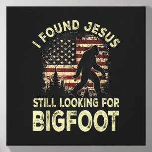 I Found Jesus Still Looking Bigfoot Funny Summer C Canvas Photo Tile