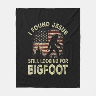 I Found Jesus Still Looking Bigfoot Funny Summer C Fleece Blanket