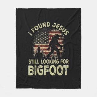 I Found Jesus Still Looking Bigfoot Funny Summer C Fleece Blanket
