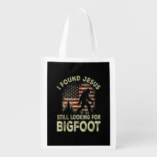 I Found Jesus Still Looking Bigfoot Funny Summer C Grocery Bag