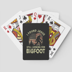 I Found Jesus Still Looking Bigfoot Funny Summer C Poker Cards