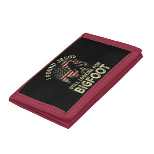 I Found Jesus Still Looking Bigfoot Funny Summer C Trifold Wallet