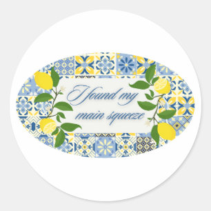 I Found My Main Squeeze Lemon Coastal Wedding Classic Round Sticker