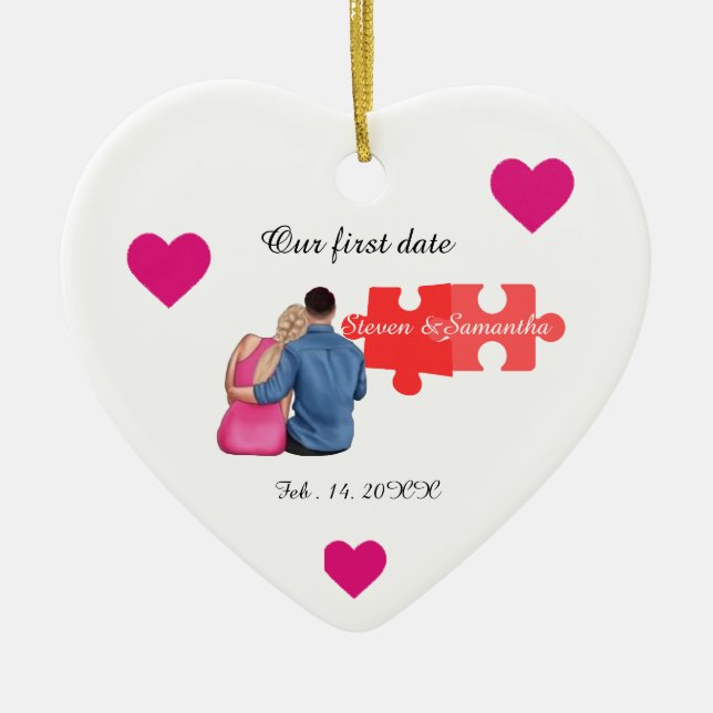  I Found My Missing Piece Couple first valentines  Ceramic Ornament (Front)