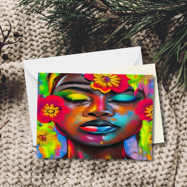 I Found My Peace Abstract Black Woman Portrait Note Card (Creator Uploaded)