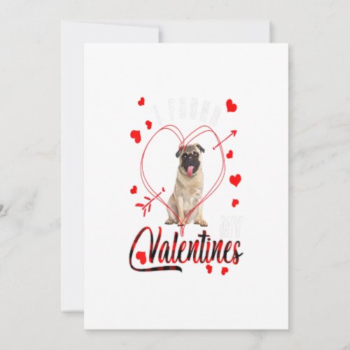I Found My Valentines Red Plaid Pug Dog Lover Gift Announcement