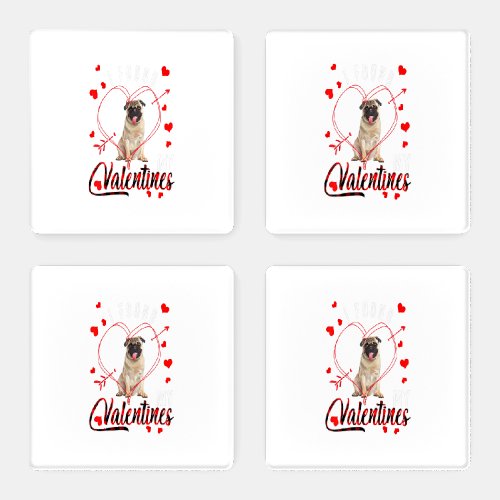 I Found My Valentines Red Plaid Pug Dog Lover Gift Coaster Set