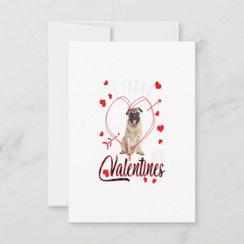I Found My Valentines Red Plaid Pug Dog Lover Gift RSVP Card