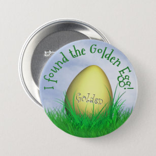"I Found The Golden Egg" Typography Green Grass Button