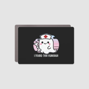 I Found This Humerus Funny Halloween Nurse Ghost B Car Magnet