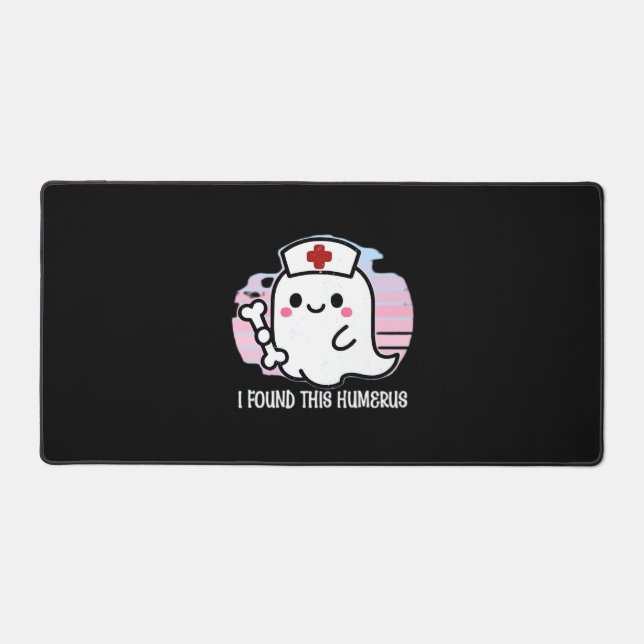 I Found This Humerus Funny Halloween Nurse Ghost B Desk Mat (Front)