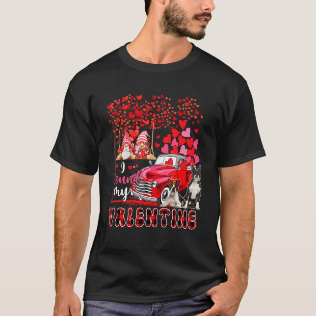 I Found Valentine Two Cute Boston Terriers Couple  T-Shirt (Front)