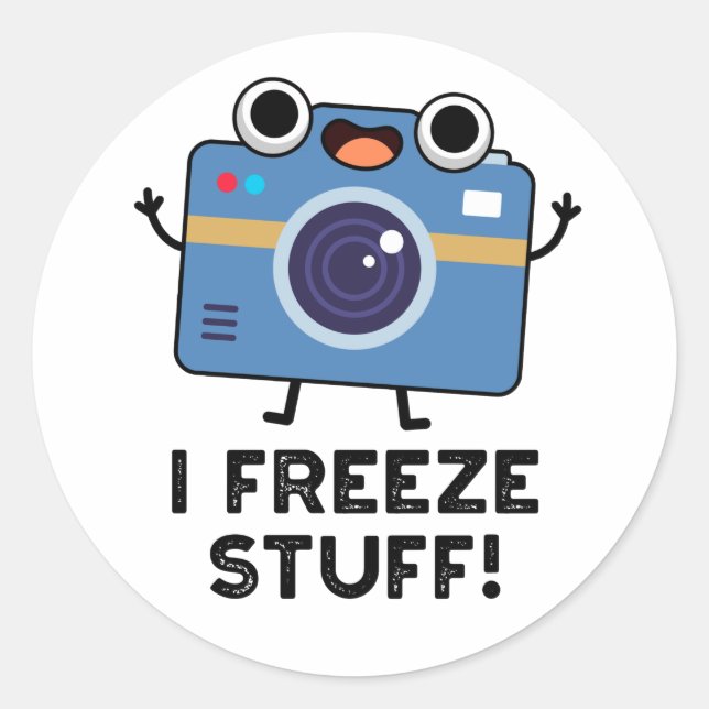 I Freeze Stuff Funny Camera Pun  Classic Round Sticker (Front)
