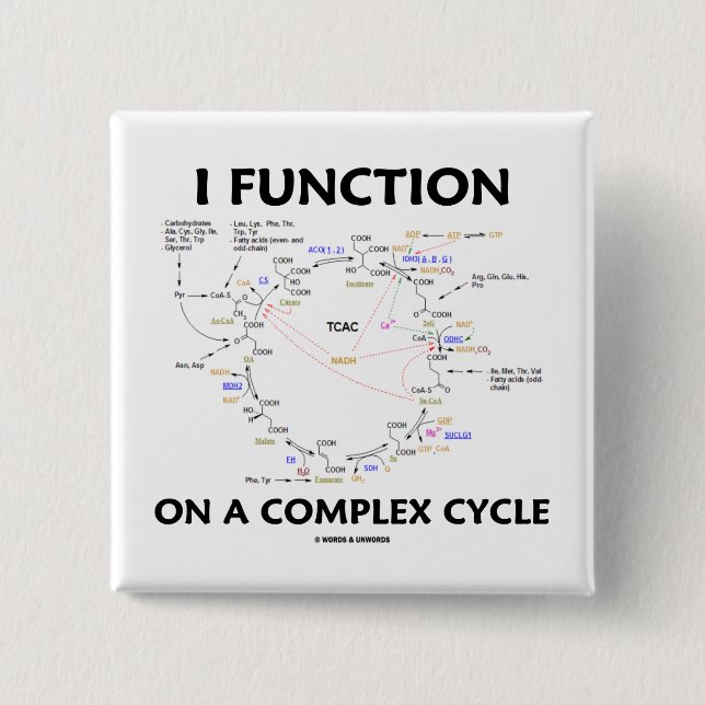 I Function On A Complex Cycle (Krebs Cycle Humor) Button (Front)