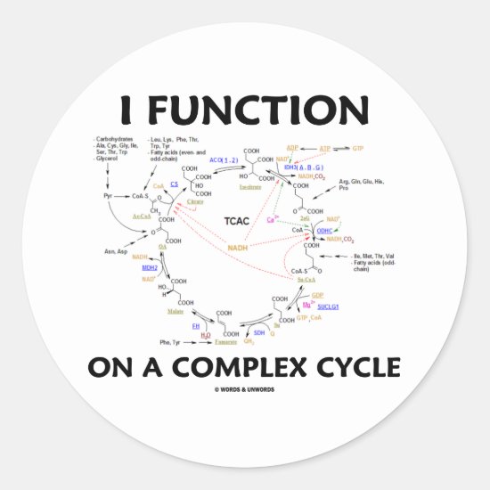 I Function On A Complex Cycle (Krebs Cycle Humor) Classic Round Sticker