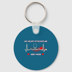I Funny Survived Heart Attack Heart Attack Keychain